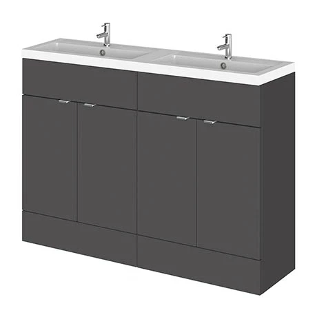 Hudson Reed Fusion 1200mm Gloss Grey Full Depth Floorstanding Unit & Double Basin Hudson Reed Fusion 1200mm Gloss Grey Full Depth Floorstanding Unit & Double Basin -Hudson Reed Shop CBI934 P