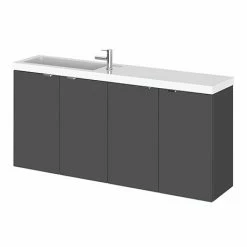 Hudson Reed 1200mm Gloss Grey Wall Hung Compact Combination Unit (600 Vanity X 2)