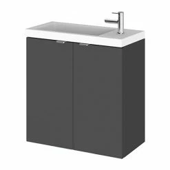Hudson Reed 500mm Gloss Grey Wall Hung Compact Unit & Basin