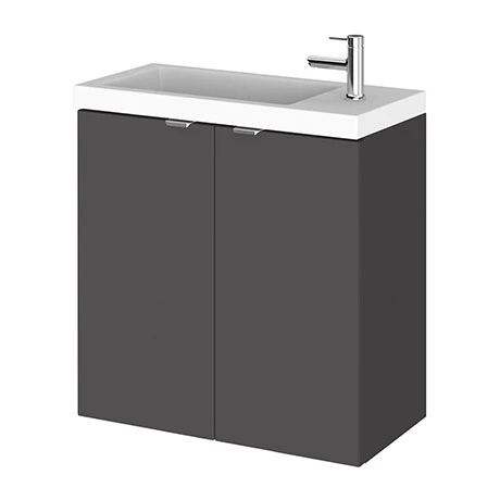 Hudson Reed 500mm Gloss Grey Wall Hung Compact Unit & Basin