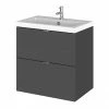 Hudson Reed Fusion 500mm Gloss Grey Full Depth Wall Hung 2-Drawer Unit & Basin -Hudson Reed Shop CBI941 P