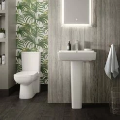 Hudson Reed Arlo Compact Flush To Wall Toilet + Soft Close Seat -Hudson Reed Shop CPC027 d3 460