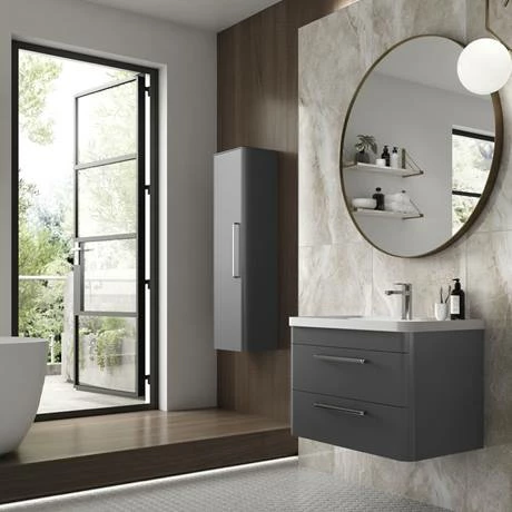 Hudson Reed Solar 350mm Wall Hung Tall Unit - Cool Grey - CUR262 4 Hudson Reed Solar 350mm Wall Hung Tall Unit - Cool Grey - CUR262 - Image 2