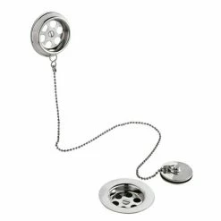 Hudson Reed Chrome Retainer Bath Waste With Brass Plug + Ball Chain E347