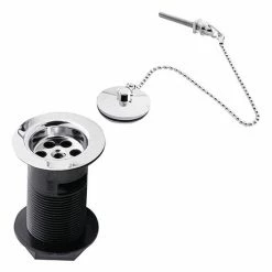 Hudson Reed Contract Basin Waste With Brass Plug & Ball Chain - Chrome - E395