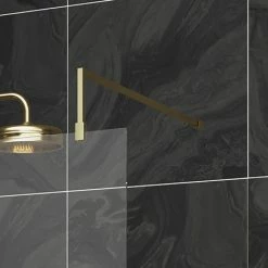 Hudson Reed Brushed Brass Square Fixed Wet Room Support Arm For 8mm Glass