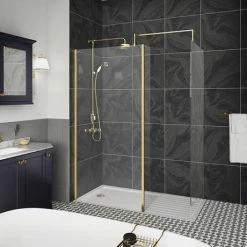 2 X Hudson Reed Brushed Brass Square Fixed Wet Room Support Arms For 8mm Glass 4 2 X Hudson Reed Brushed Brass Square Fixed Wet Room Support Arms For 8mm Glass -Hudson Reed Shop HR2SBA lA1 460