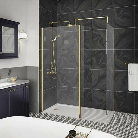 2 x Hudson Reed Brushed Brass Square Fixed Wet Room Support Arms for 8mm Glass 2 X Hudson Reed Brushed Brass Square Fixed Wet Room Support Arms For 8mm Glass -Hudson Reed Shop HR2SBA lA1 460
