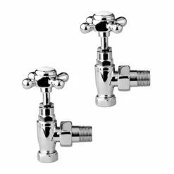 Hudson Reed Traditional Chrome Cross Head Radiator Valves - Angled - HT300
