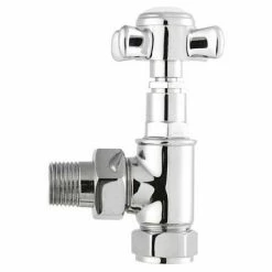 Hudson Reed Victorian Chrome Crosshead Radiator Valves - Angled - HT336