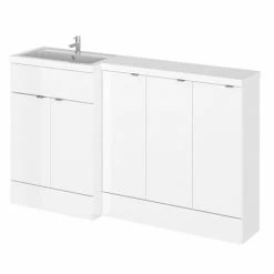 Hudson Reed Fusion 1500mm Gloss White Combination Unit (600 Vanity + 300 Base Unit X 3)