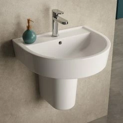 Hudson Reed Luna 1TH Basin + Semi Pedestal (Various Sizes)