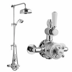 Hudson Reed Topaz Exposed Valve Inc. Rigid Riser Kit, Diverter, 8" Shower Rose & Handset