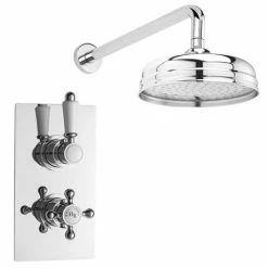 Hudson Reed Traditional Twin Concealed Thermostatic Shower Valve + 8" Fixed Head
