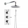 Hudson Reed Quest Triple Thermostatic Valve With Round Shower Head + Handset -Hudson Reed Shop JTY314A3263SHA p