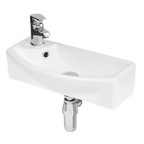 Hudson Reed 1TH Compact Wall Hung Basin (Left Hand) - NBV161 3 Hudson Reed 1TH Compact Wall Hung Basin (Left Hand) - NBV161