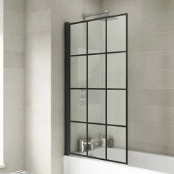Hudson Reed Black Framed Hinged Square Bath Screen - NSSQBF