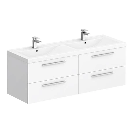 Hudson Reed 1440mm Gloss White Quartet Double Basin Vanity Unit Hudson Reed 1440mm Gloss White Quartet Double Basin Vanity Unit -Hudson Reed Shop QUA001 np