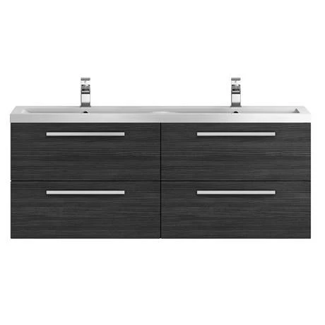 Hudson Reed 1440mm Black Woodgrain Quartet Double Basin Vanity Unit Hudson Reed 1440mm Black Woodgrain Quartet Double Basin Vanity Unit -Hudson Reed Shop QUA003 nd1 460