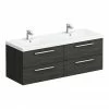 Hudson Reed 1440mm Black Woodgrain Quartet Double Basin Vanity Unit -Hudson Reed Shop QUA003 np
