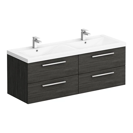 Hudson Reed 1440mm Black Woodgrain Quartet Double Basin Vanity Unit Hudson Reed 1440mm Black Woodgrain Quartet Double Basin Vanity Unit -Hudson Reed Shop QUA003 np