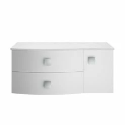 Hudson Reed Sarenna Wall Hung Countertop Vanity Unit - Moon White - 1000mm With White Marble Top