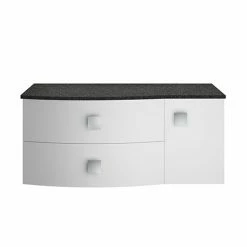 Hudson Reed Sarenna Wall Hung Countertop Vanity Unit - Moon White - 1000mm With Black Marble Top