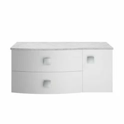 Hudson Reed Sarenna Wall Hung Countertop Vanity Unit - Moon White - 1000mm With Grey Marble Top