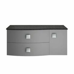 Hudson Reed Sarenna Wall Hung Countertop Vanity Unit - Dove Grey - 1000mm With Black Marble Top