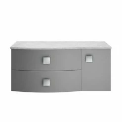 Hudson Reed Sarenna Wall Hung Countertop Vanity Unit - Dove Grey - 1000mm With Grey Marble Top