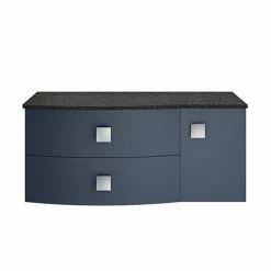Hudson Reed Sarenna Wall Hung Countertop Vanity Unit - Mineral Blue - 1000mm With Black Marble Top