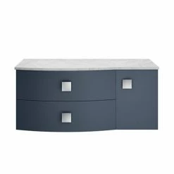 Hudson Reed Sarenna Wall Hung Countertop Vanity Unit - Mineral Blue - 1000mm With Grey Marble Top