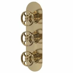 Hudson Reed Revolution Industrial Triple Concealed Thermostatic Shower Valve With Diverter - Brushed Brass - SIWTR803