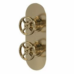 Hudson Reed Revolution Industrial Twin Concealed Thermostatic Shower Valve With Diverter - Brushed Brass - SIWTW802