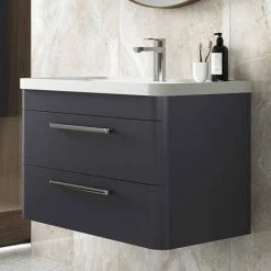 Hudson Reed Solar 800mm Wall Hung Cabinet & Basin - Indigo Blue - SOL304 -Hudson Reed Shop SOL304 D2 460