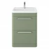 Hudson Reed Solar 600mm Floor Standing Cabinet & Basin - Matt Fern Green - SOL801