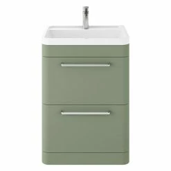 Hudson Reed Solar 600mm Floor Standing Cabinet & Basin - Matt Fern Green - SOL801