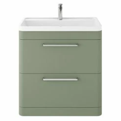 Hudson Reed Solar 800mm Floor Standing Cabinet & Basin - Matt Fern Green - SOL803