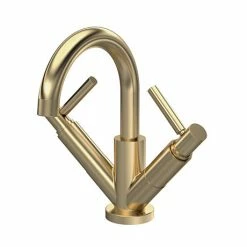 Hudson Reed Tec Lever Mono Basin Mixer Tap Inc. Swivel Spout & Waste - Brushed Brass - TEL815