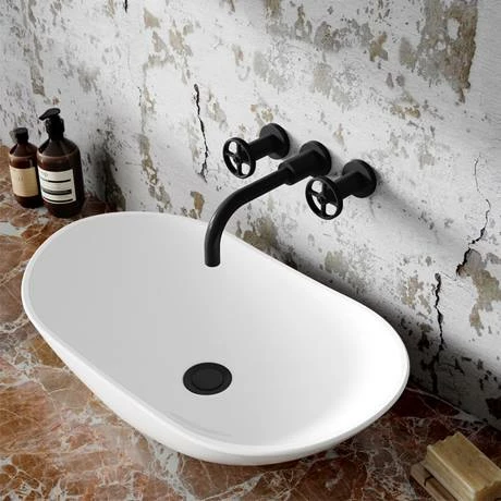 Hudson Reed Revolution Industrial 3TH Wall Mounted Basin Mixer - Matt Black - TIW417 4 Hudson Reed Revolution Industrial 3TH Wall Mounted Basin Mixer - Matt Black - TIW417 - Image 2