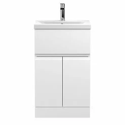 Hudson Reed Urban Satin White 500mm Floor Standing 2-Door/Drawer Vanity Unit - URB101A
