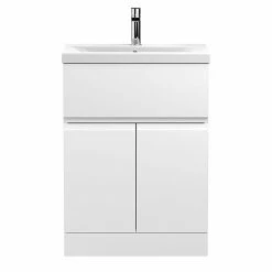Hudson Reed Urban Satin White 600mm Floor Standing 2-Door/Drawer Vanity Unit - URB103A