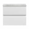 Hudson Reed Urban 600mm Satin White Vanity Unit - Wall Hung 2 Drawer Unit With Grey Worktop