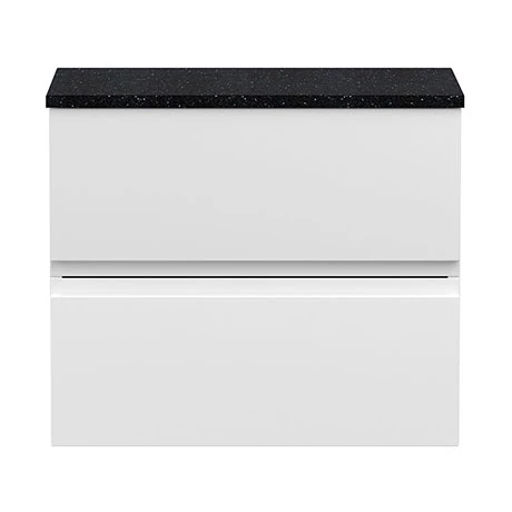 Hudson Reed Urban 600mm Satin White Vanity Unit - Wall Hung 2 Drawer Unit with Black Worktop Hudson Reed Urban 600mm Satin White Vanity Unit - Wall Hung 2 Drawer Unit With Black Worktop -Hudson Reed Shop URB104LSB P