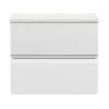 Hudson Reed Urban 600mm Satin White Vanity Unit - Wall Hung 2 Drawer Unit With White Worktop -Hudson Reed Shop URB104LSW P