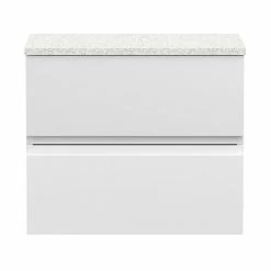 Hudson Reed Urban 600mm Satin White Vanity Unit - Wall Hung 2 Drawer Unit With White Worktop