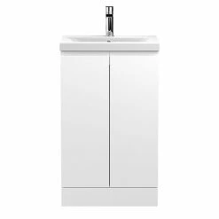 Hudson Reed Urban Satin White 500mm Floor Standing 2-Door Vanity Unit - URB107A