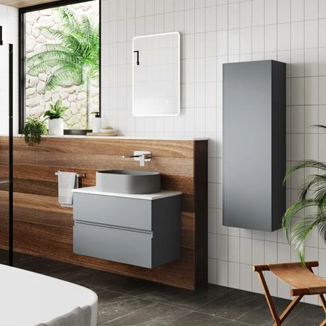 Hudson Reed Urban 600mm Satin Grey Vanity Unit - Wall Hung 2 Drawer Unit with Grey Worktop Hudson Reed Urban 600mm Satin Grey Vanity Unit - Wall Hung 2 Drawer Unit With Grey Worktop -Hudson Reed Shop URB204LBG d4 460