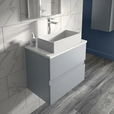 Hudson Reed Urban 600mm Satin Grey Vanity Unit - Wall Hung 2 Drawer Unit with White Worktop Hudson Reed Urban 600mm Satin Grey Vanity Unit - Wall Hung 2 Drawer Unit With White Worktop -Hudson Reed Shop URB204LSW D1 460