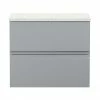 Hudson Reed Urban 600mm Satin Grey Vanity Unit - Wall Hung 2 Drawer Unit With White Worktop 1 Hudson Reed Urban 600mm Satin Grey Vanity Unit - Wall Hung 2 Drawer Unit With White Worktop -Hudson Reed Shop URB204LSW P